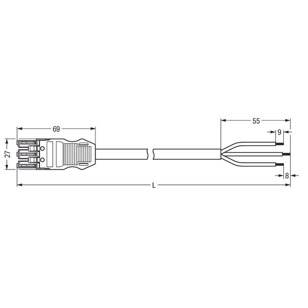 pre-assembled connecting cable;Socket/open-ended;3-pole;gray image 4