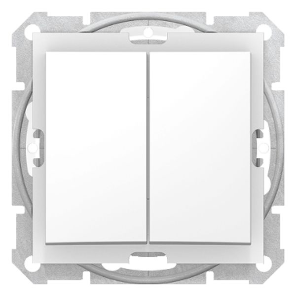 Sedna - 1pole 2-circuits switch - 10AX IP44 without frame white image 1