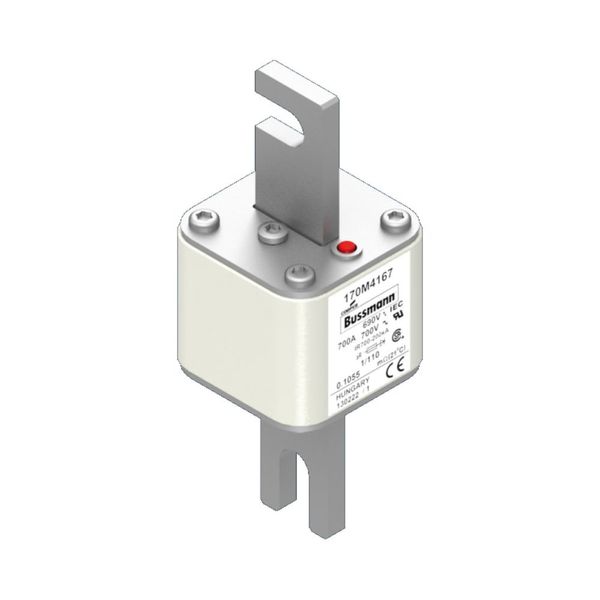 Fuse-link, high speed, 700 A, AC 690 V, DIN 1, 53 x 66 x 138 mm, aR, DIN, IEC, single indicator image 6