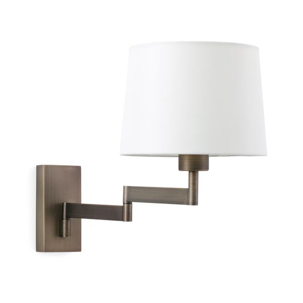 ARTIS ARTICULATED BRONZE WALL LAMP WHITE LAMPSHADE image 2