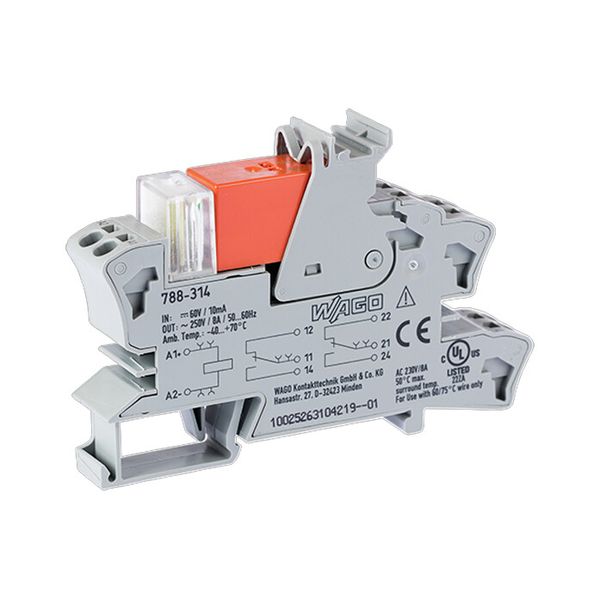 Relay module Nominal input voltage: 60 VDC 2 changeover contacts gray image 2