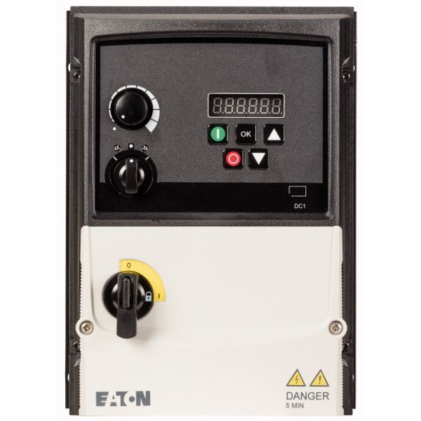 Variable frequency drive, 230 V AC, 1-phase, 10.5 A, 2.2 kW, IP66/NEMA 4X, Radio interference suppression filter, Brake chopper, 7-digital display ass image 1