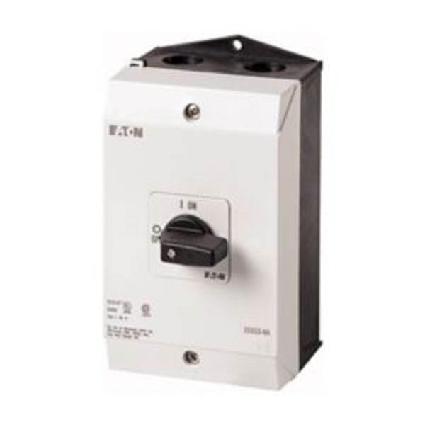 On-Off switch, P1, 32 A, surface mounting, 3 pole, 1 N/O, 1 N/C, with black thumb grip and front plate, UL/CSA image 2