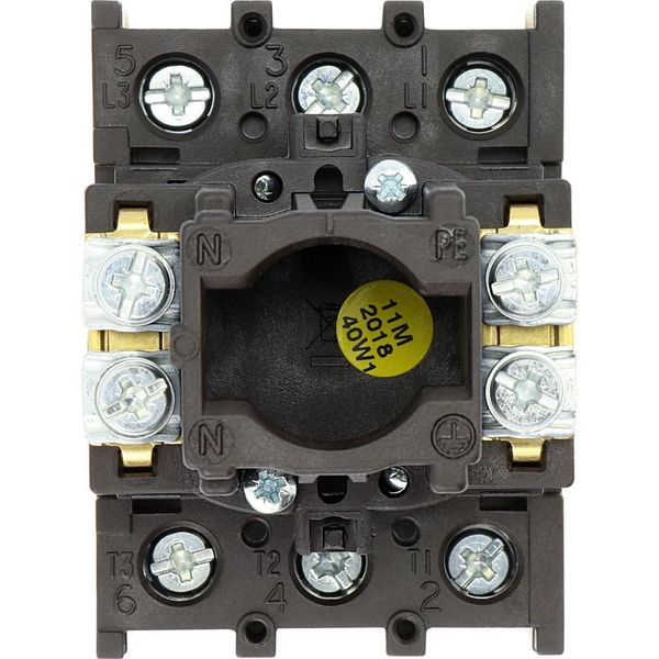 Main switch, P1, 25 A, flush mounting, 3 pole, Emergency switching off function, With red rotary handle and yellow locking ring, Lockable in the 0 (Of image 14
