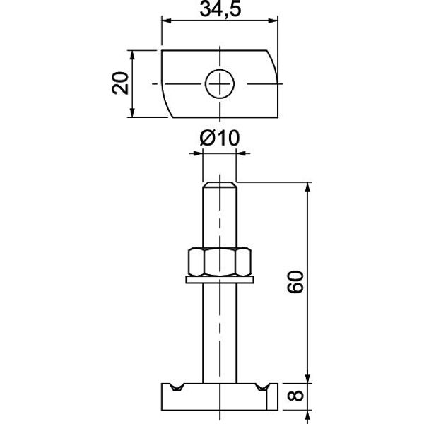 MS41HB M10x60 ZL Hammerhead screw for profile rail MS4121/4141 M10x60mm image 2