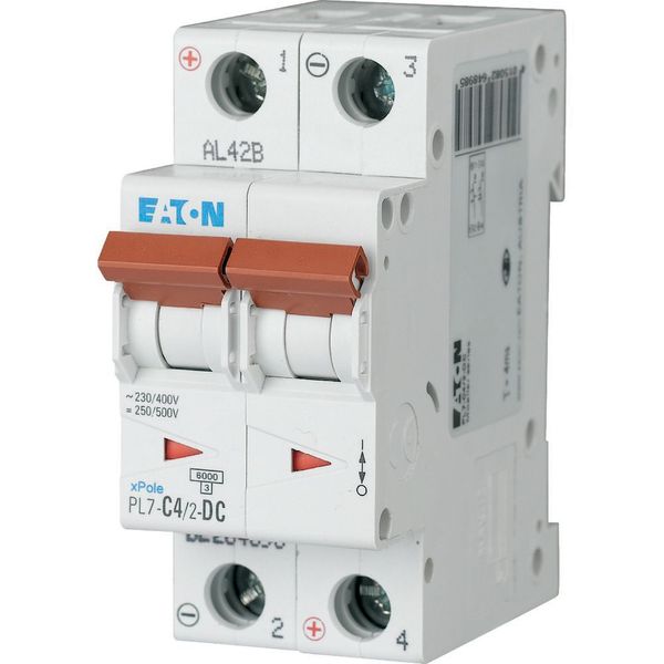 Miniature circuit breaker (MCB), 4 A, 2p, characteristic: C, DC image 4