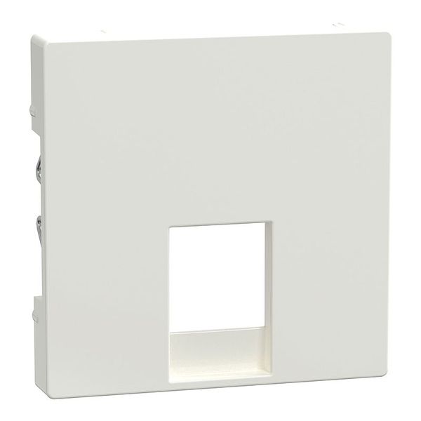 Central plate for telephone socket insert RJ11/RJ12, polar white glossy, system M image 1