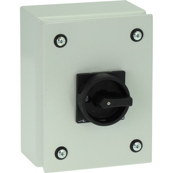 Main switch, P1, 40 A, surface mounting, 3 pole, 1 N/O, 1 N/C, STOP function, With black rotary handle and locking ring, Lockable in the 0 (Off) posit image 2