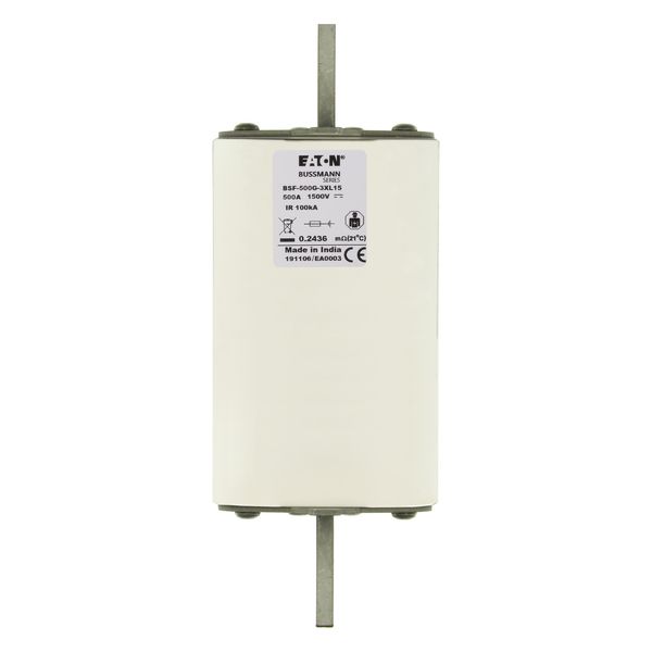 Fuse-link, high speed, 500 A, DC 1500 V, 3L, 75 x 75 x 205 mm, gBat, IEC, blade connection image 6