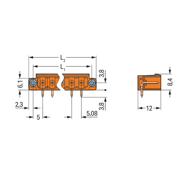 THT male header 1.2 x 1.2 mm solder pin angled orange image 3