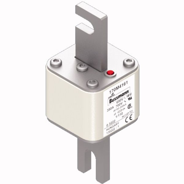 Fuse-link, high speed, 350 A, AC 690 V, DIN 1, 53 x 66 x 138 mm, aR, DIN, IEC, single indicator image 4