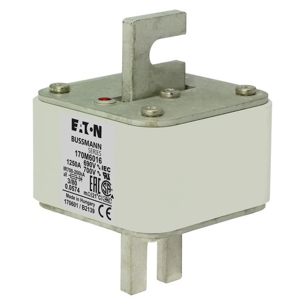 Fuse-link, high speed, 1250 A, AC 690 V, DIN 3, 76 x 76 x 109 mm, aR, DIN, IEC, single indicator image 7