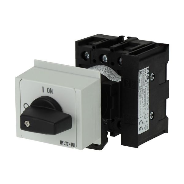 On-Off switch, P1, 40 A, service distribution board mounting, 3 pole, 1 N/O, 1 N/C, with black thumb grip and front plate image 5