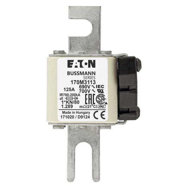 Fuse-link, high speed, 125 A, AC 690 V, compact DIN 1, 45 x 59 x 104 mm, aR, DIN, IEC, single indicator image 8