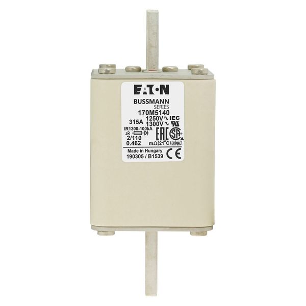 Fuse-link, high speed, 315 A, AC 1250 V, size 2, 61 x 75 x 138 mm, aR, DIN, IEC, single indicator image 15