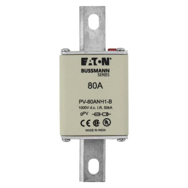 Fuse-link, high speed, 80 A, DC 1000 V, NH1, gPV, UL PV, UL, IEC, dual indicator, bolted tags image 21