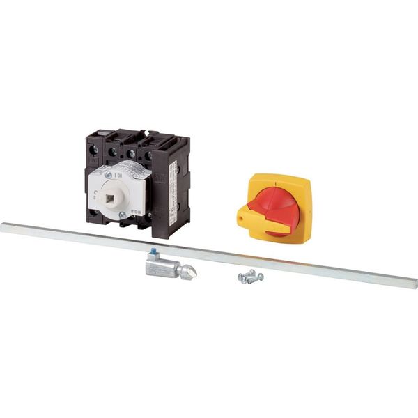 Main switch, P1, 25 A, rear mounting, 3 pole + N, 1 N/O, 1 N/C, Emergency switching off function, Lockable in the 0 (Off) position, With metal shaft f image 4