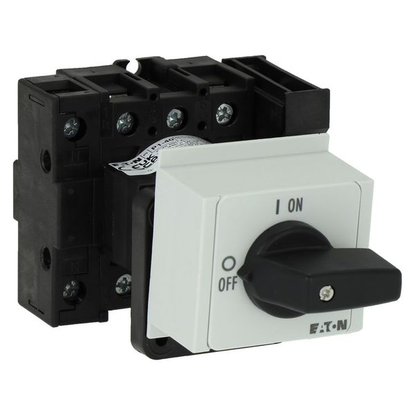 On-Off switch, P1, 40 A, service distribution board mounting, 3 pole + N, 1 N/O, 1 N/C, with black thumb grip and front plate image 9