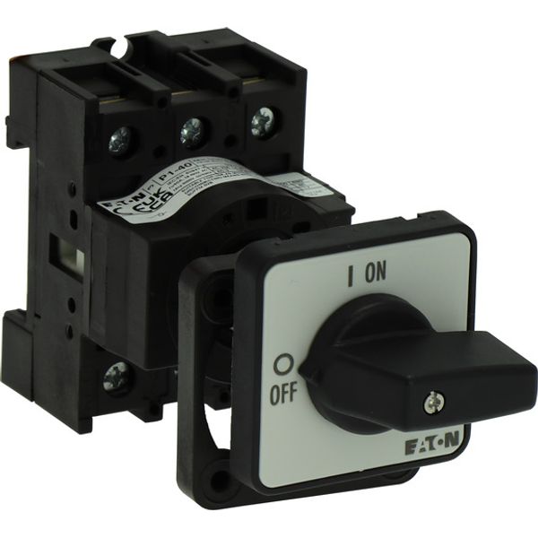 On-Off switch, P1, 40 A, rear mounting, 3 pole, with black thumb grip and front plate image 2