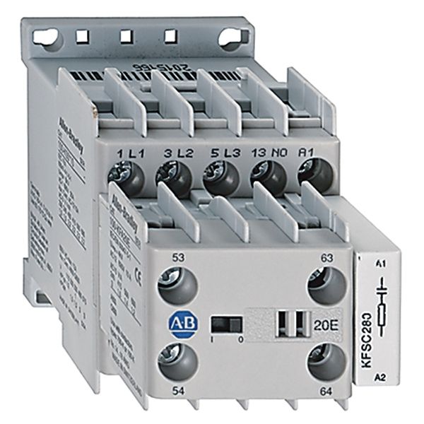 Contactor, Miniature, 9A, 3P, 24VDC Diode Coil, 4NO Aux. Contact image 1