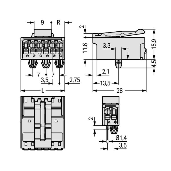 1-conductor male connector Push-in CAGE CLAMP® 1.5 mm² light gray image 3