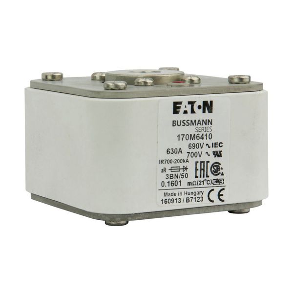 Fuse-link, high speed, 630 A, AC 690 V, size 3, aR, IEC, UL, single indicator image 11