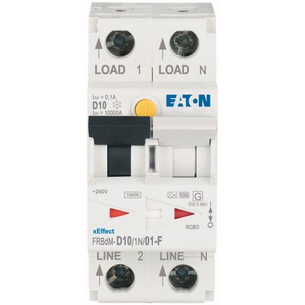 Digital RCD/MCB combination, 10 A, 100 mA, MCB trip characteristic: D, 1p+N, RCD trip characteristic: F image 1