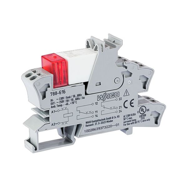 Relay module Nominal input voltage: 230 VAC 2 changeover contacts gray image 2