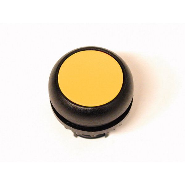 Pushbutton, RMQ-Titan, Flat, momentary, yellow, Blank, Bezel: black image 1