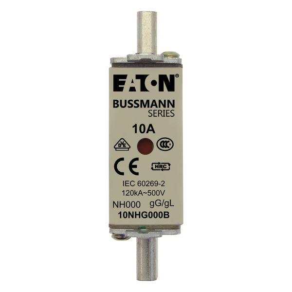 Fuse-link, LV, 10 A, AC 500 V, NH000, gL/gG, IEC, dual indicator, live gripping lugs image 14