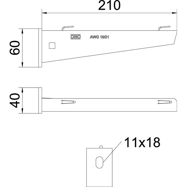 AWG 15 21 A2 Wall and support bracket for mesh cable tray B210mm image 2