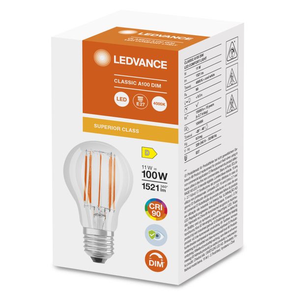 Led Lamp LEDVANCE Superior Classic LED E27 Pear Filament Clear 11W 1521lm - 940 Cool White image 3