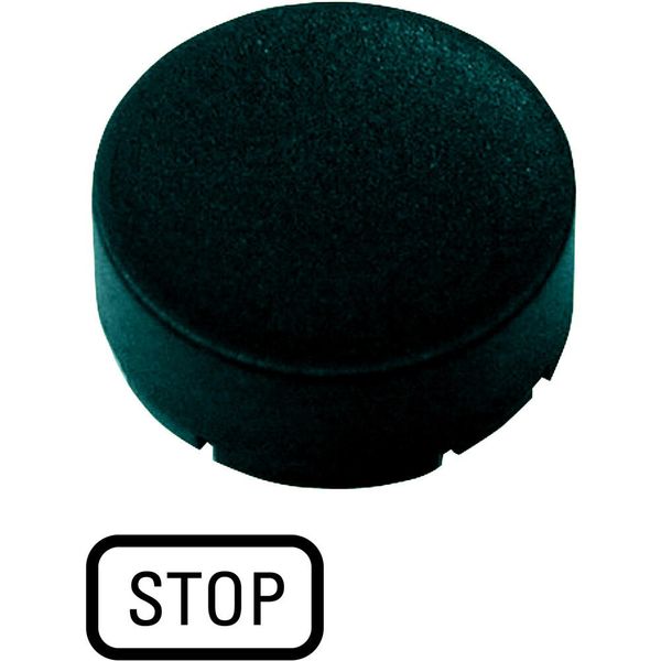 Button plate, raised black, STOP image 2