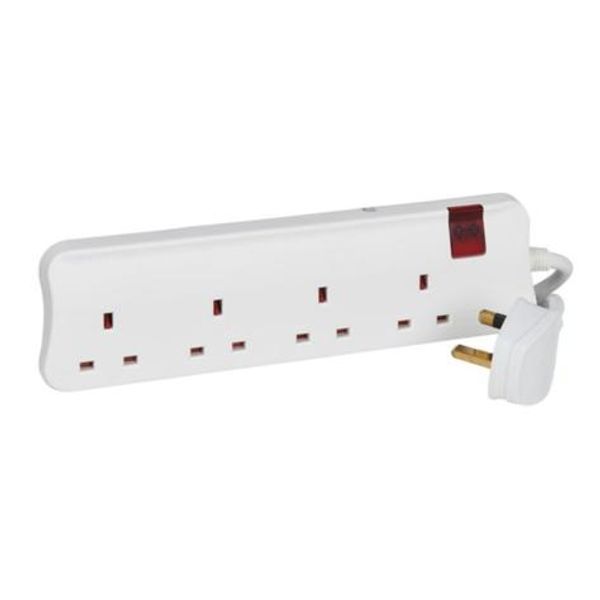 Multi-Outlet Extension Sockets British Standard 4X2P+E + 1 DP switch Illuminated British Standard plug + 3M cable length image 1