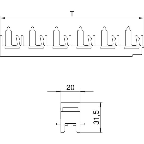 PV N3 250H Profile connector horizontal for BKN bracket 20x32x250 image 2