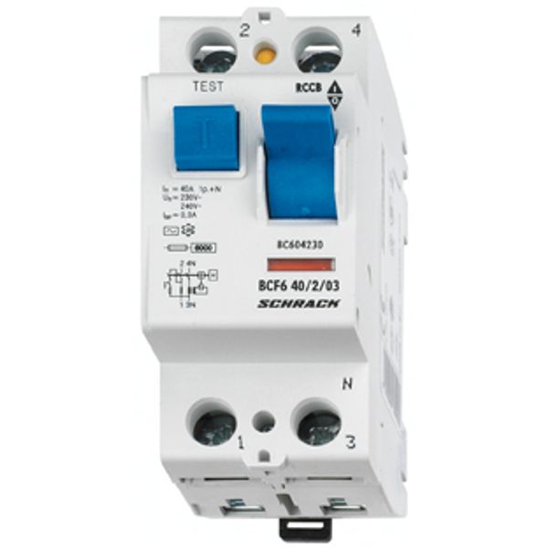 Residual current circuit breaker 25A, 2-p, 300mA, type A,6kA image 1