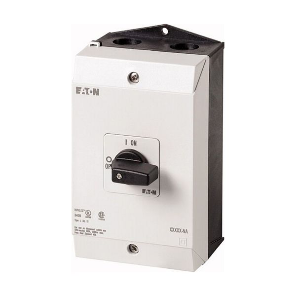 On-Off switch, T3, 32 A, surface mounting, 4 contact unit(s), 7-pole, with black thumb grip and front plate, UL/CSA image 5