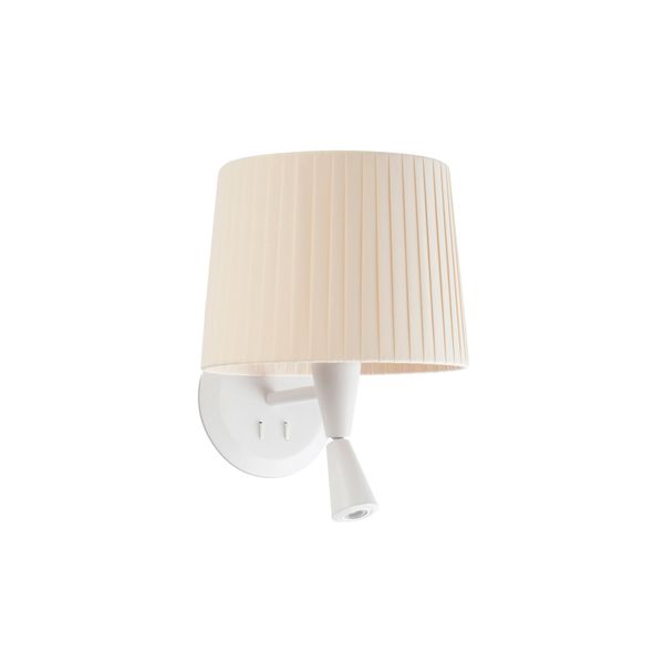 SAMBA White/ribbon beige wall lamp with reader image 1