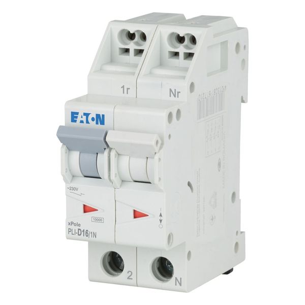 Miniature circuit breaker (MCB) with plug-in terminal, 16 A, 1p+N, characteristic: D image 2