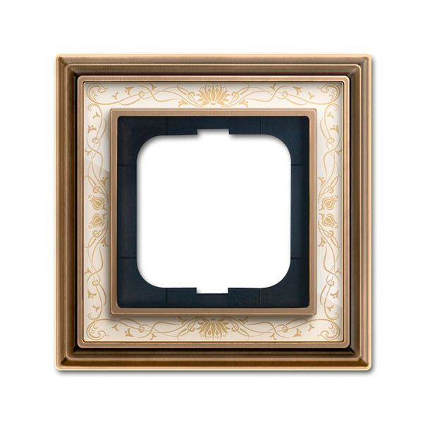 1721-846 Cover Frame Busch-dynasty® antique brass decor ivory white image 1