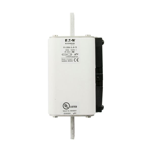 Fuse-link, high speed, 355 A, DC 1500 V, 3L, 75 x 205 mm, gPV, IEC, UL, with indicator, bolted contacts image 6