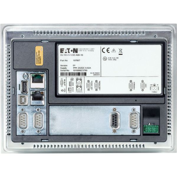 Single touch display, 5.7-inch display, 24 VDC, 640 x 480 px, 2x Ethernet, 1x RS232, 1x RS485, 1x CAN, 1x DP, PLC function can be fitted by user image 31