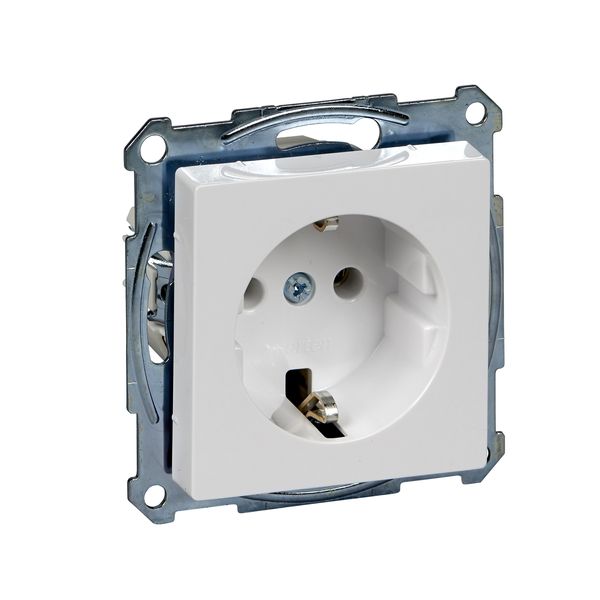 SCHUKO socket-outlet, screwless terminals, active white, glossy, System M image 3