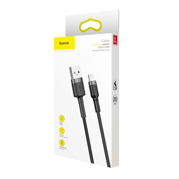 Cable USB2.0 A plug - IP Lightning plug 3.0m Cafule grey+black BASEUS image 3