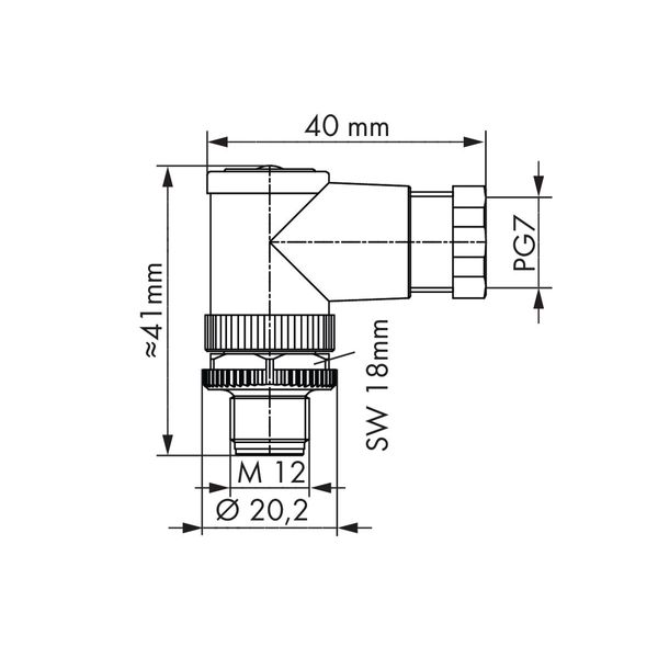 Fitted pluggable connector 5-pole M12 plug, right angle image 1