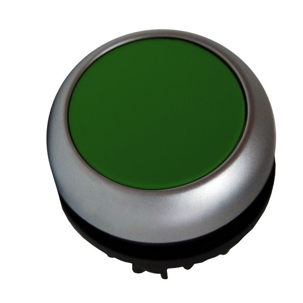 Push-button flat, spring-return, green image 1