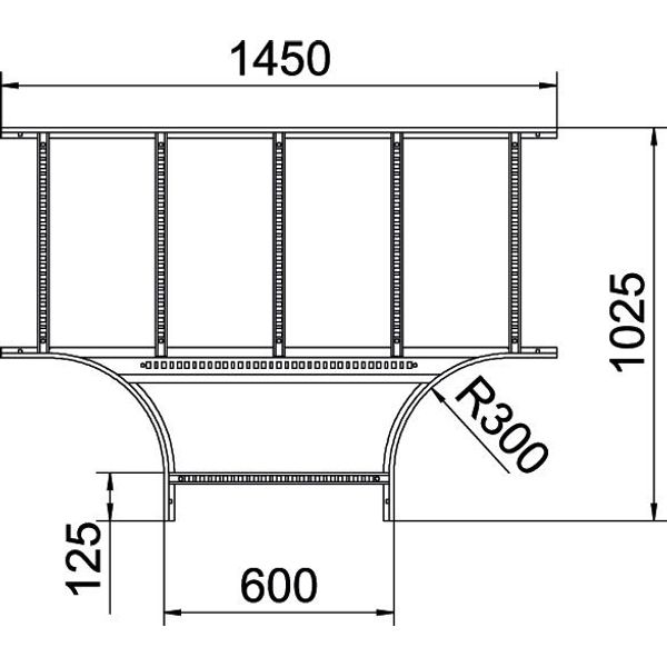 LT 660 R3 A4 T piece for cable ladder 60x600 image 2