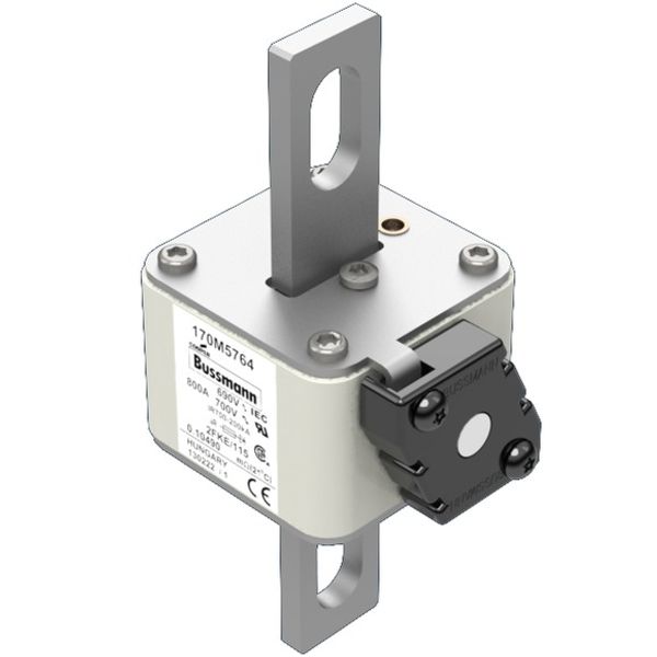 Fuse-link, high speed, 800 A, AC 690 V, size 2, 61 x 77 x 135 mm, aR, IEC, UL, type K indicator, 115 mm centres image 2