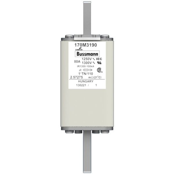 Fuse-link, high speed, 80 A, AC 1250 V, compact size 1, 45 x 58 x 138 mm, aR, DIN, IEC, type T indicator image 1