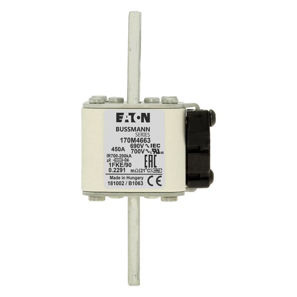 Fuse-link, high speed, 450 A, AC 690 V, size 1, 53 x 69 x 136 mm, aR, IEC, UL, single indicator image 9